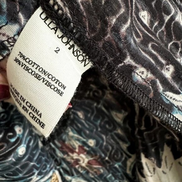 ULLA JOHNSON Mariam Floral Tie-Strap Sleeveless Midi Dress in Navy Multi Size 2 - Picture 12 of 12